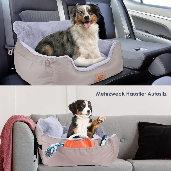 Зонєма ZNM Сидіння для собаки 2 в 1: автокрісло та переноска. Безпечне, водонепроникне, з регульованим ременем та сумкою для зберігання.