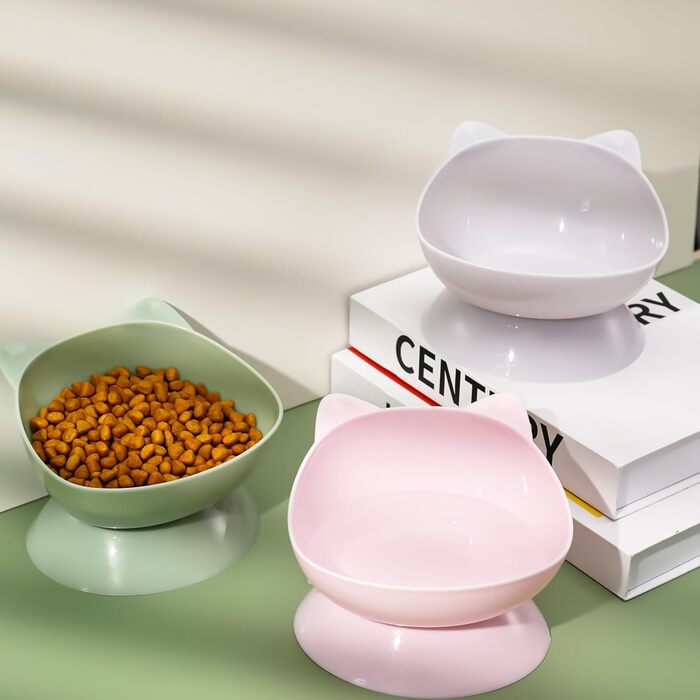Миски для котів Umorismo 3 шт. Підвищені, нахилені, пластикові - годівниця для котів, кошенят, сухий та вологий корм