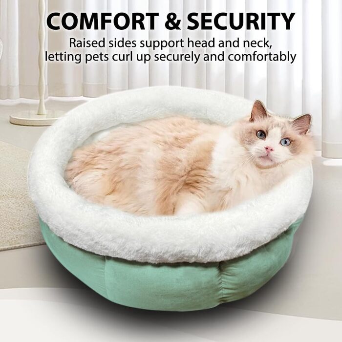 Кругле ліжко для котів та собак, 50x50x20 см, м'яке, зелене, для маленьких тварин