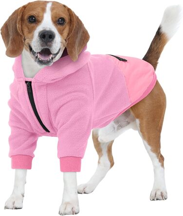 Світшот для великих собак Nanaki з капюшоном, тепла флісова куртка з кишенею для дівчаток та хлопчиків, для Бульдога, теплий одяг для відпочинку та повсякденного носіння (X-Large, Рожевий)