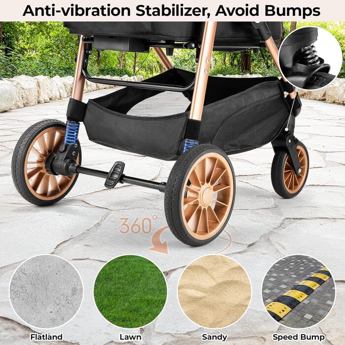 Візок для собак MAMIZO 3-в-1: переноска, візок, бугі для собак та котів (до 25 кг), чорний