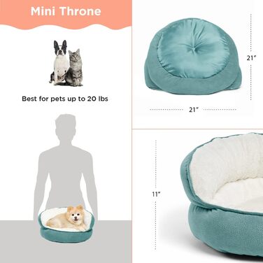 Ортопедичне ліжко для котів і собак Best Friends by Sheri з високим бортиком, модель Throne, міні-розмір, затишний дизайн