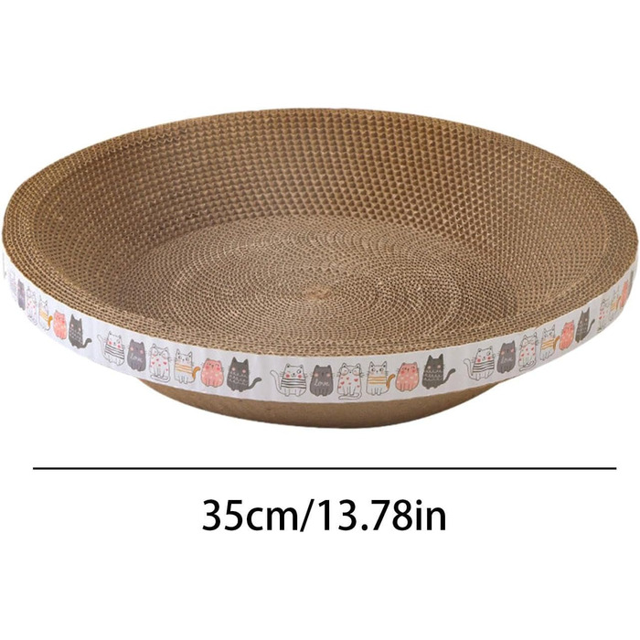 Кігтеточка для котів овальної форми, з мискою та гніздом, гофрокартон, ідеально для диванів та килимів (діаметр 35 см, висота 8 см)