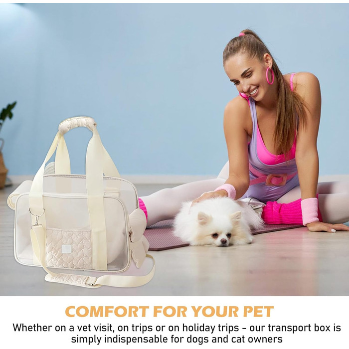 Транспортувальна сумка для собак та котів до 5 кг – Легка та дихаюча переноска для маленьких собак та котів, з ременем безпеки та кишенями, ідеальна для автомобіля, подорожей та активного відпочинку