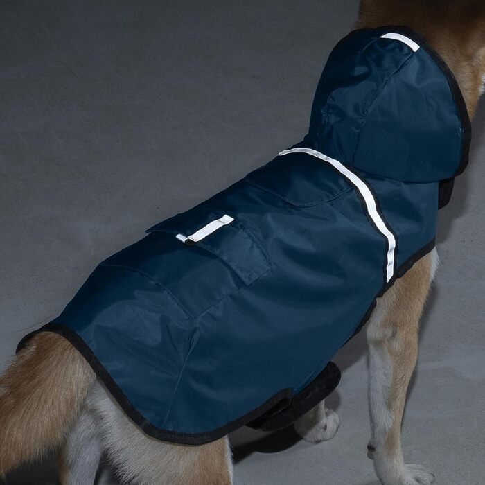 Водонепроникна куртка для собак KoKoBin з капюшоном, світловідбиваючими елементами, легка та дихаюча, для середніх та великих собак (M, сіро-блакитний)