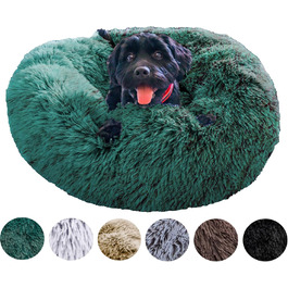 Ліжко для собак Grand Filippo Fluffy, 65 см, кругле, зелений, знімний чохол, машинне прання, ручна робота, м'яке, також для котів