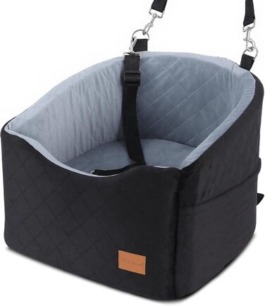 Автокрісло для собак середніх порід до 22,7 кг, автосидіння для собак, крісло-ліжко для подорожей з ременем безпеки, товстим матрацом, неслизьким дном, з можливістю прання та перенесення (Чорний) (55x30x30 см, 52x52x40 см)