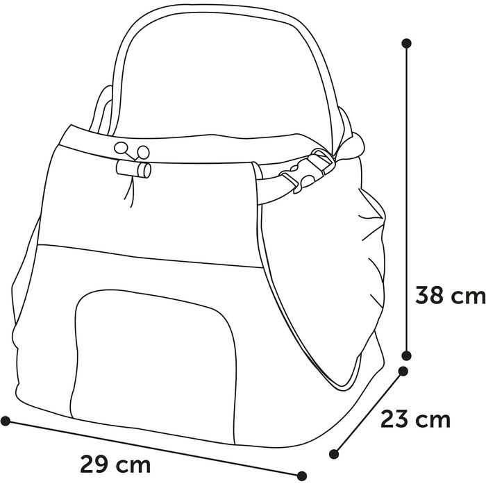 Сумка для собак Bauchtrage Sybil, 29x23x38 см, поліестер, блакитна – з підсилювачем спини, світловідбивачами, знімним дном та страховою пов'язкою