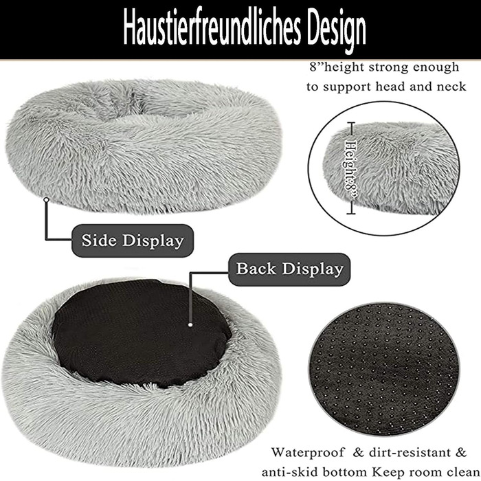 Ортопедичне ліжко-лежанка для собак XL: м'яке, кушетка з memory foam, антистрес, для великих та середніх собак, сіре