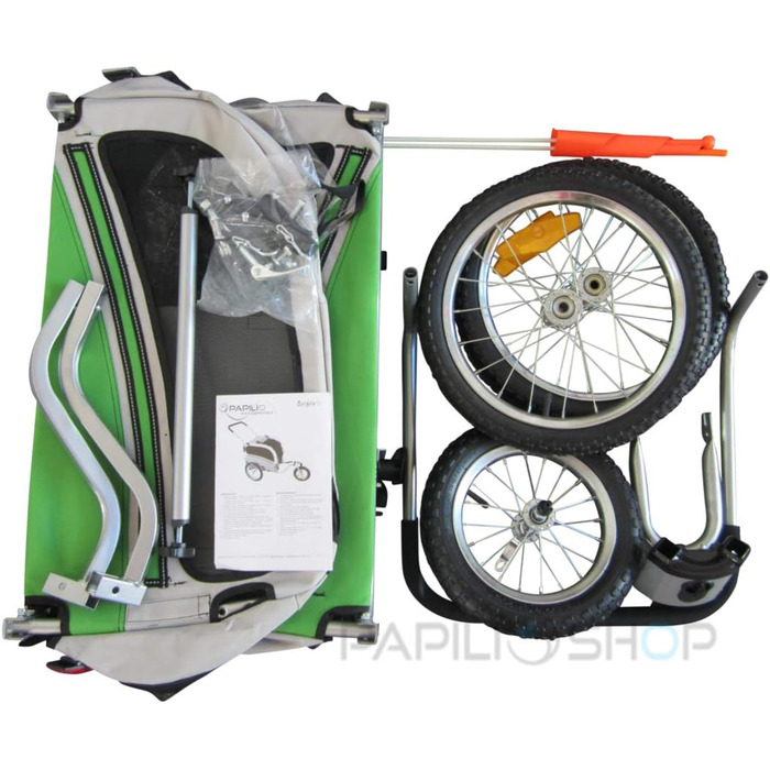 Причіп для собак Papilioshop Argo - велосипедний причіп для собак S-M-L, великий (камуфляжний, маленький), зелений