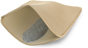 Килимок для котячого туалету WePet, мат для котячого лотку – середній розмір, стільникова структура, двошаровий килимок, без фталатів, для контролю сечі та води, легко миється, контроль розсипання, 61 x 38.1 см, бежевий