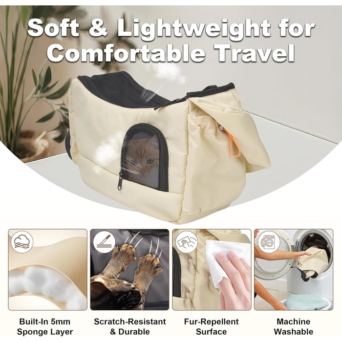 Трансформер для собак та котів до 3,2 кг, дихаюча переноска для тварин, зручна сумка-переноска для кошенят та цуценят (світло-жовтий)