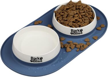 Керамічні миски для собак BarkBliss з нековзною силіконовою підставкою, набір для води та корму для малих, середніх і великих порід, міцні та зручні