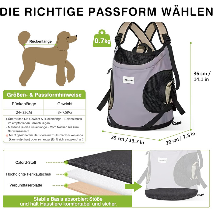 Рюкзак-переноска для собак та котів ALLSOPETS, рюкзак для тварин з інтегрованим ремінцем безпеки, ергономічний, дихаючий, для мотоцикла (блідо-ліловий)