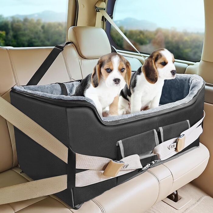 Автокрісло для собак Babenest, чорне, L - стабільне, для кількох тварин, з ременями безпеки