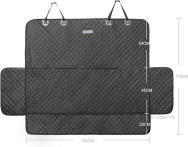 Захист для автосидіння собаки Lucky Sign - килимок для собак у машину з антиковзким покриттям, 150x45x40 см, чорний