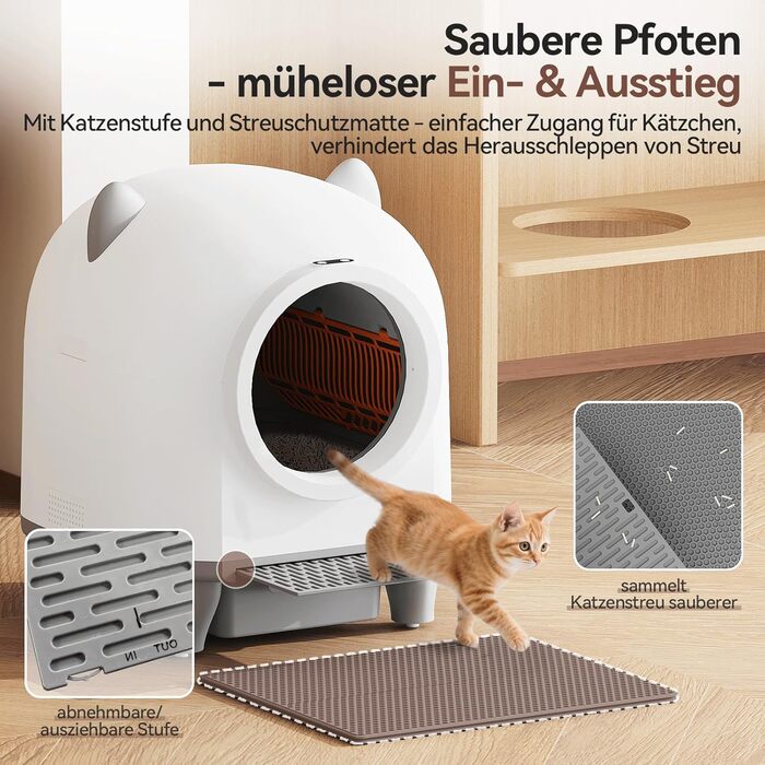 Автоматичний лоток для котів Devoko XXL з самоочищенням, радіокерування, 90л, для кількох котів, анти-запаху