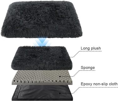 М'яке ліжко для собак та котів Aomig: квадратне, плюшеве, 75x50x8 см, сірий колір