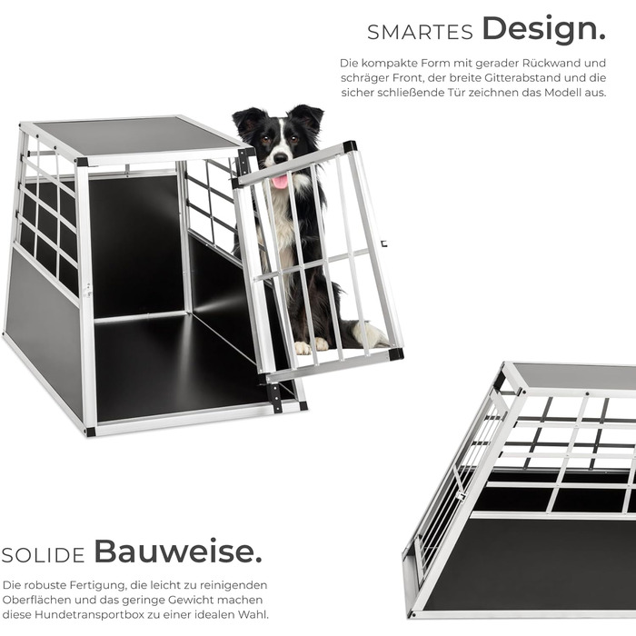 Транспортна переноска для собак tectake® - алюмінієва переноска для авто та дому, 65 x 90 x 69,5 см (Single Large)