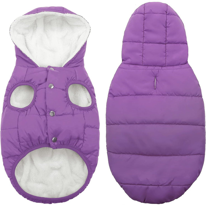 SAWMONG Теплий флісовий худі для собак з капюшоном, вітро- та водонепроникний, з підкладкою з флісу та бавовни, тепла куртка для собак, для холодної погоди, одяг для домашніх тварин, середніх та великих порід (XS, XS: Довжина 23 см, Обхват грудей 25-30 см