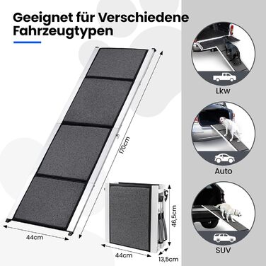 Східці для собак DAISTERN, розкладні, 170 x 44 см, з м'яким килимом, металевий каркас, для собак маленьких, середніх та великих порід