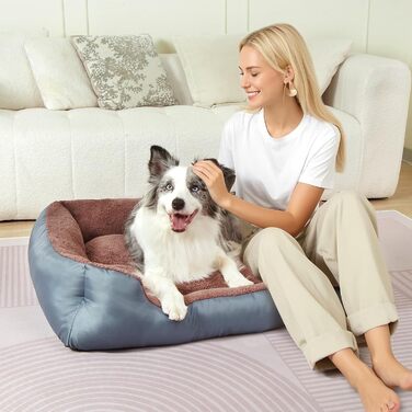 Ортопедичне ліжко для собак середнього розміру, сіре, зручне, з неслизьким дном, 79x60x18 см