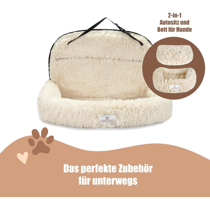 Ортопедичний автокрісло для собак Pfoten&Nasen® 2 в 1 (50x79x33 см, бежевий) для великих, середніх та маленьких собак