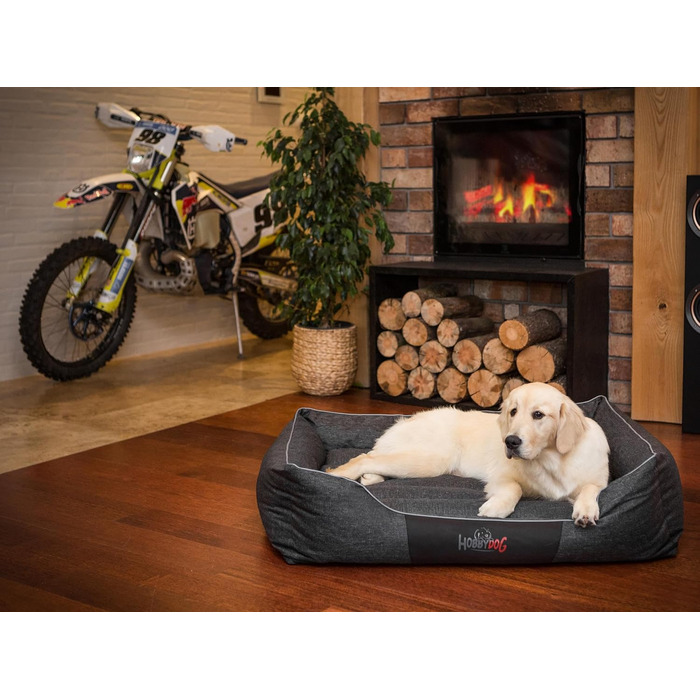 Крісло-ліжко для собак великих, середніх та маленьких порід - зручне ліжко для собак, сірого кольору, розмір L, 110 x 90 см, знімний та пральний чохол