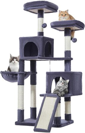 Котячий комплекс Taoqimiao MS012G 142 см, димчасто-сірий, з гамаком для дорослих котів, ігровий центр, кігтеточка