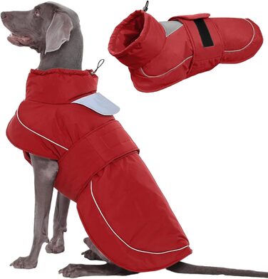 Водонепроникна куртка для собак Kuoser, червона, 3XL з світловідбиваючими елементами та шнурком на капюшоні