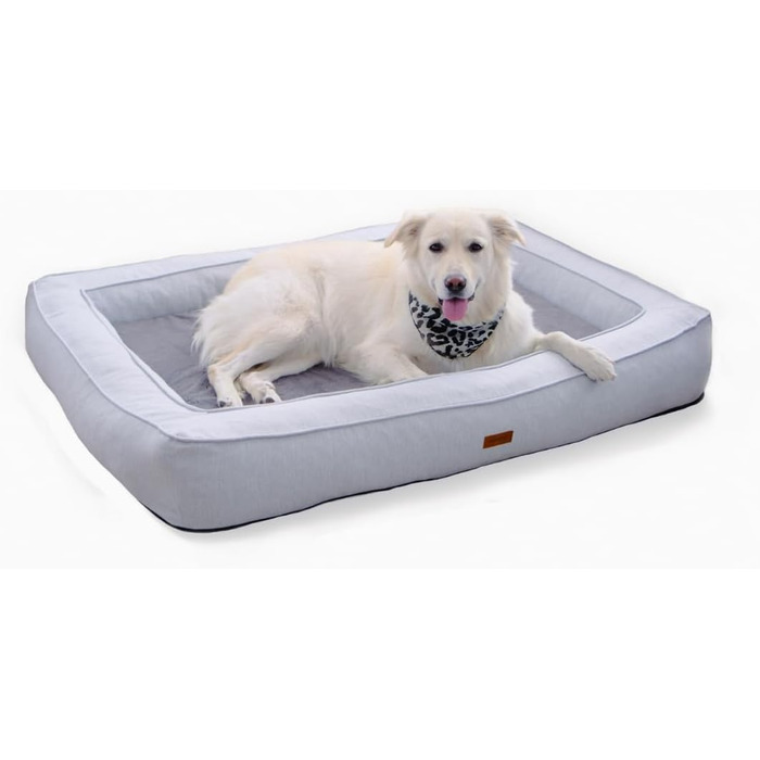 Ортопедичне ліжко для собак Rio, сірого кольору, 100x70x17 см, XL, з Memory Visco-матрацом, нековзне, миється, для великих собак до 35 кг