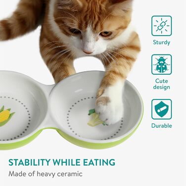 Набір мисок для тварин Navaris: котики, морські свинки, кролики. 2 шт. Кераміка, зелений колір. Підходить для маленьких тварин, гризунів та хом'яків.