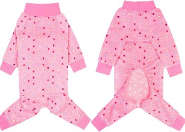 Теплий зимовий костюм-піжама для собак середніх та великих порід, фланелевий, рожевий у горошок (XL)