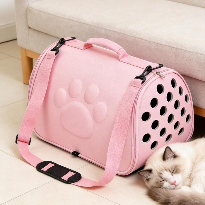 Сумка для кота | Переноска для тварин на плечі, рожева, L