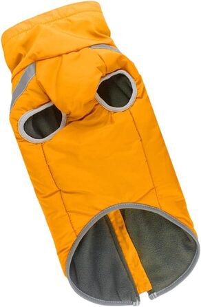 Зимовий теплий дощовик для собак з флісовою підкладкою та світловідбиваючими смугами. Теплий костюм для собак з високим коміром та отвором для повідка. Матеріал: поліестер.