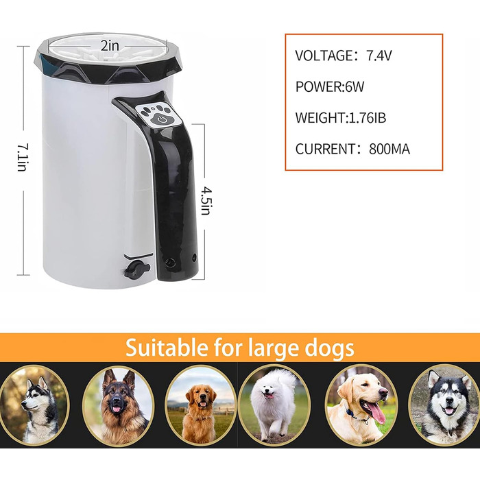 Електричний очищувач лап для собак PJDDP: силіконовий скребок для лап з рушником, портативний для великих і середніх собак, синій