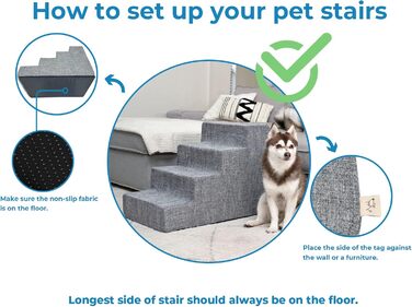 Сходи для собак і котів Best Pet Supplies, поролонові, переносна рампа для дивану, ліжка, нековзка опора для домашніх тварин