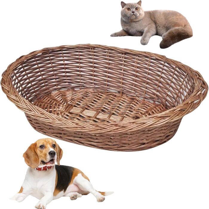 Корзина для собак і котів з плетіння лози, 69x48 см. Зроблена з натуральної лози, зручне ліжко для тварин.