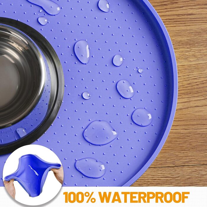 Водонепроникний силіконовий килимок для годівлі собак та котів з високим бортиком, захист від розливу, розміри 48.3 x 19 дюймів та 32 x 24 дюйми