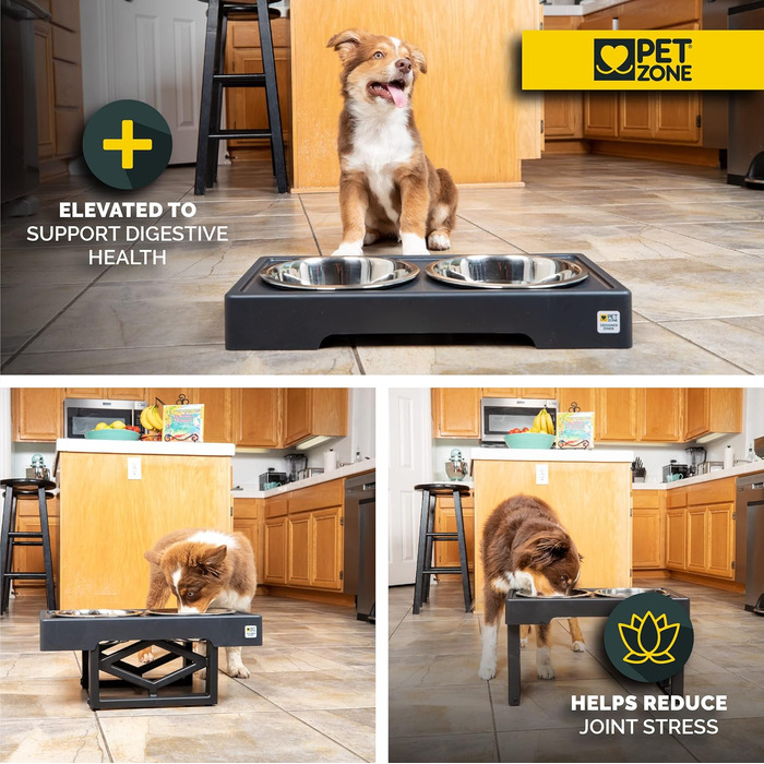 Pet Zone Designer Diner регульована підставка з мисками для собак, підвищена, метал, антип ковзання