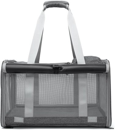 Транспортна сумка для котів та собак до 8 кг, сірого кольору. Зручна, дихаюча, з ремінєм через плече та надійними застібками. Ідеально для подорожей, ветеринара, авто та літака.