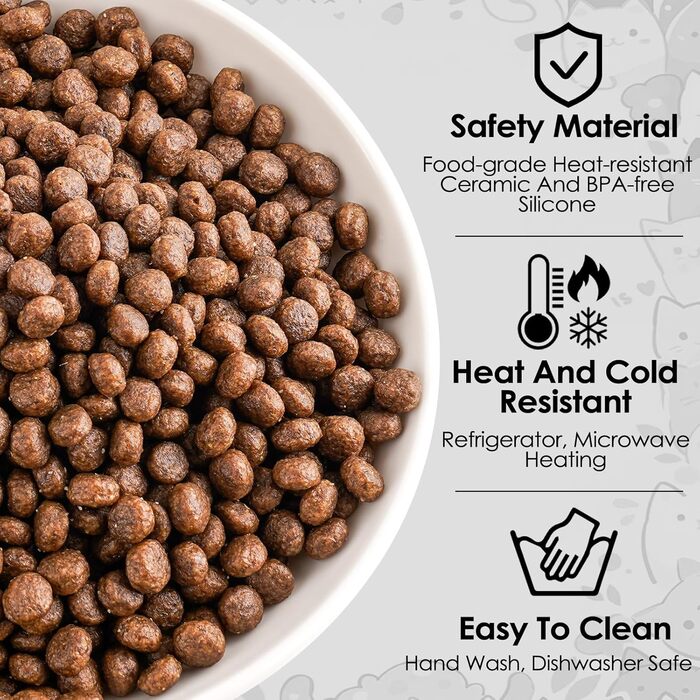 Набір мисок для котів з кераміки (3 шт.) - широкі, зручні, для корму та води