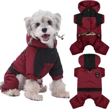 Водонепроникна та вітронепроникна куртка для собак на зиму, тепла зимова куртка-комбінезон для собак, регульована, XL (Червоний, однотонний Getaway Solids)
