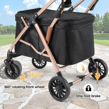 MAMIZO Подвійний візок для собак, переноска для тварин до 15 кг, складаний двоярусний візок для собак, котячий візок на 2 яруси з 4 зносостійкими колесами PU, чорний