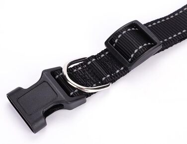 Нашийник для собак Türki XL чорного кольору з нейлону, з гравіюванням, світловідбиваючий, для великих, середніх та малих собак