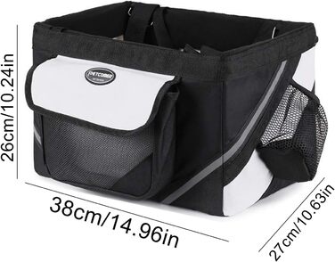 Кошик для собак на велосипед, переднє сидіння, для перевезення тварин (котів, кроликів), чорний, водонепроникний