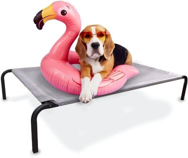 Mobiclinic® Cleo: Підвищене собаче ліжко, сіре, 122x71x21 см. Ізольоване, для внутрішнього та зовнішнього використання, міцне, легко миється, без інструментів, до 60 кг