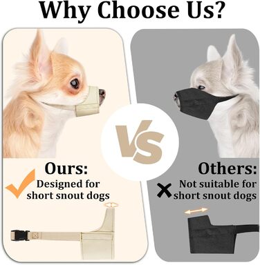 Майзерзон Намордник для собак з короткою мордою, м'який, для Чихуахуа, Ші-тцу, Американського Буллі, Боксера, цуценят, для грумінгу, до ветеринара, запобігає укусам, хакі, XXS (діаметр морди 3.5-4.25