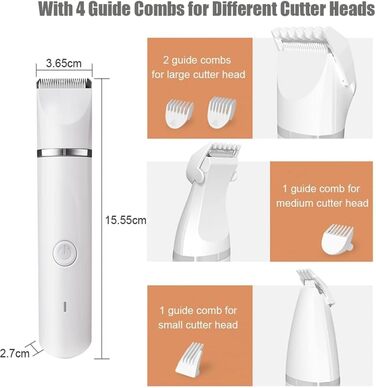 Мультитрим Про - 4-в-1 триммер для собак Dr Pfoten: стрижка лап, вух, обличчя. З насічкою для обрізки кігтів.