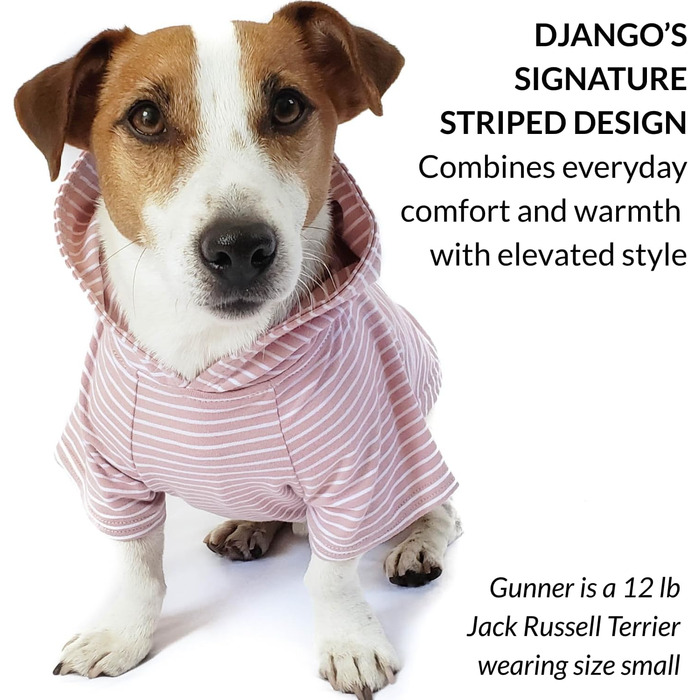 Світшот для собак Джанго, теплий, м'який, з капюшоном, для маленьких собак до 11,3 кг (Такса, цуценята), розмір S, колір: Blush Pink